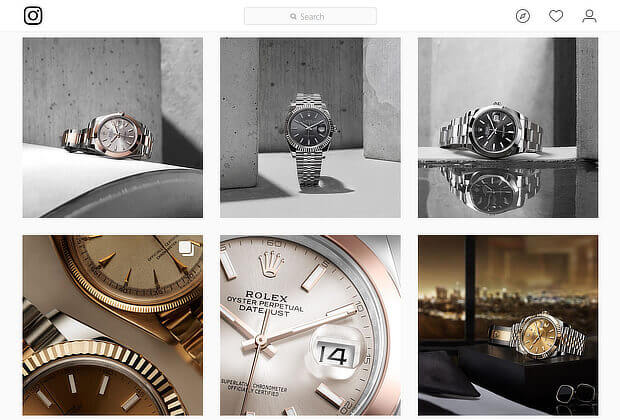 rolex's content marketing on instagram