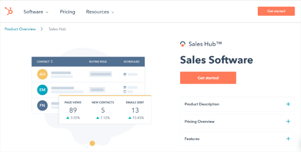 hubspot sales page