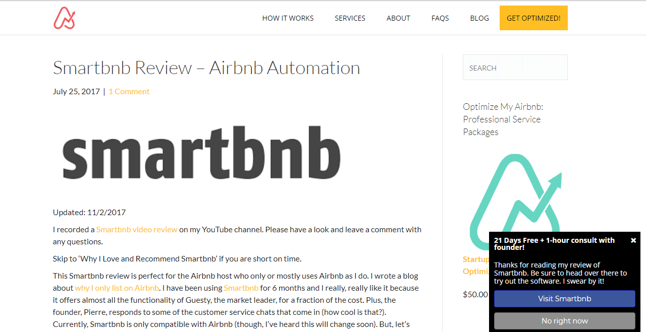 OptimizeMyAirBnB slidein optin